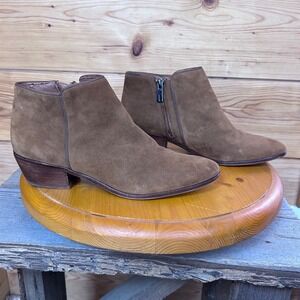 Sam Edelman Petty Brown Suede Ankle Boots Low Stacked Heel Size 9